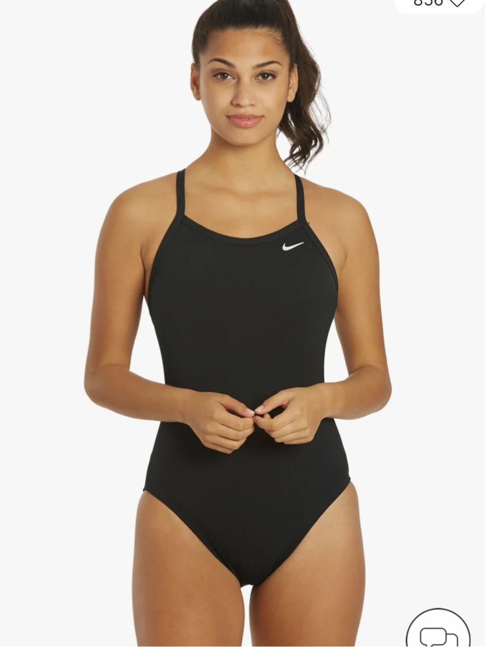 Nike Women's HydraStrong Solid Poly Racer Back One Piece Swimsuit SZ 6 in Black